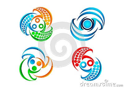 Connection logo,balance communication icon, modern technology symbol and teamwork concept design Vector Illustration