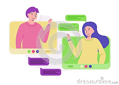 Connection people video network from home Vector Illustration