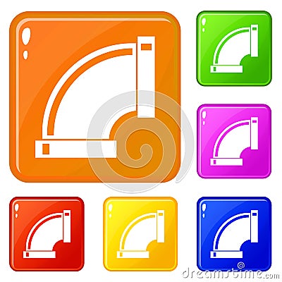 Connection pipes icons set vector color Vector Illustration