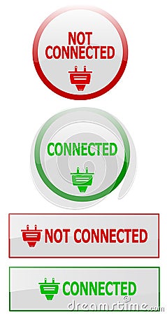 Connection status internet buttons Stock Photo