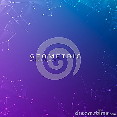 Connection structure. Particles in space. Abstract polygonal space low poly dark background with connecting dots and lines. Vector Vector Illustration