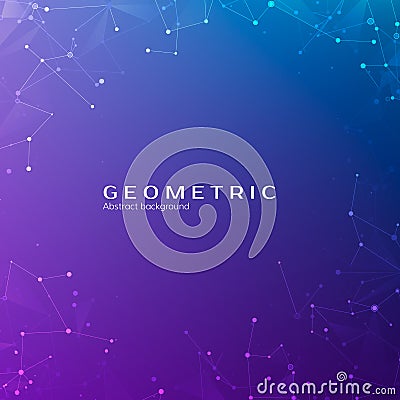 Connection structure. Particles in space. Abstract polygonal space low poly dark background with connecting dots and lines. Vector Vector Illustration