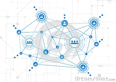 Connection technologies for business. Mixed media Vector Illustration