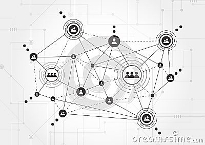 Connection technologies for business. Mixed media Vector Illustration