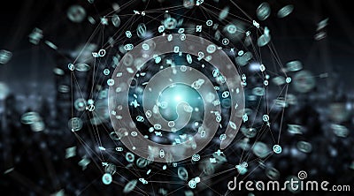 Connections system sphere and datas exchanges 3D rendering Stock Photo