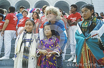 Connie Stevens with Children, Memorial Day, Los Angeles, California Editorial Stock Photo