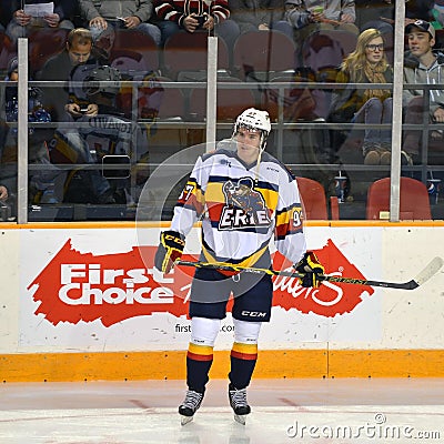 Connor McDavid in front of First Choice sign Editorial Stock Photo