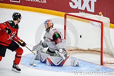 Connor McDavid and Kristers Gudlevskis Editorial Stock Photo