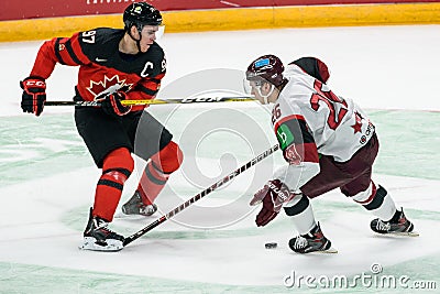 Connor McDavid and Uvis Balinskis Editorial Stock Photo