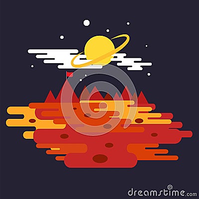 Conquest of space of the Mars. Space elements. Vector illustration Vector Illustration