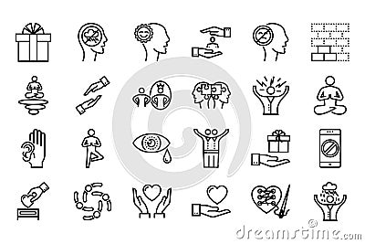 Conscious living icons set Vector Illustration