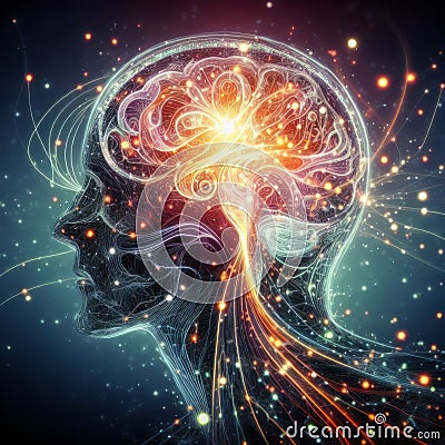 Consciousness in lights concept abstract Stock Photo