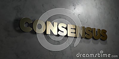 Consensus - Gold text on black background - 3D rendered royalty free stock picture Stock Photo