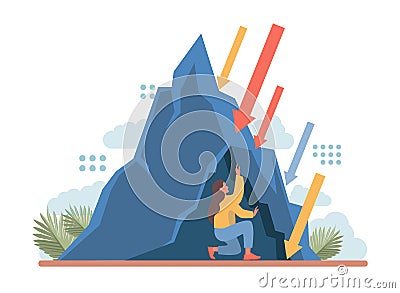 Consequences concept. Character making action and dealing Vector Illustration