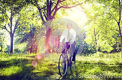 Conservative Businessman Bike Bicycle Eco Friendly Concept Stock Photo