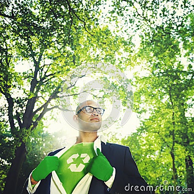 Conservative Businessman Recycle Ecology Saving Concept Stock Photo