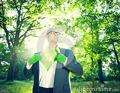 Conservative Businessman Running Green Business Stock Photo