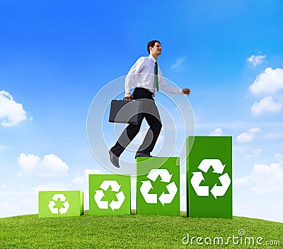 Conservative Businessman Running Green Business Stock Photo