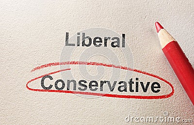 Conservative circled in red Stock Photo