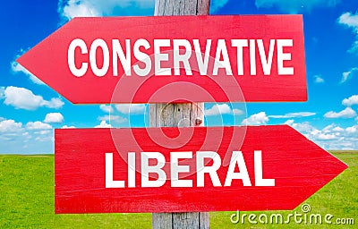 Conservative or liberal Stock Photo