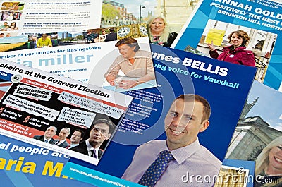 Conservative Party Campaign leaflets Editorial Stock Photo