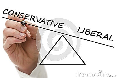 Conservative versus liberal Stock Photo