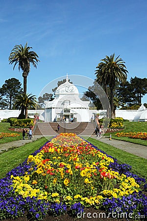 The Conservatory of Flowers building at the Golden Gate Park in San Francisco Editorial Stock Photo