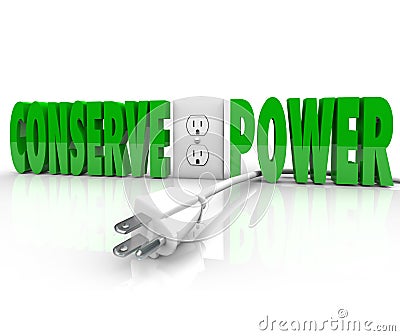 Conserve Power Electrical Cord Plug Save Energy Conservation Stock Photo