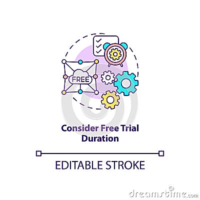 Considering free trial duration concept icon Vector Illustration