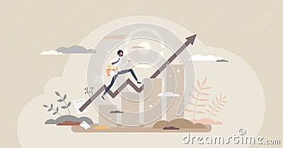 Consistency as business growth and development stability tiny person concept Vector Illustration