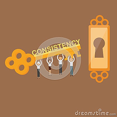 Consistency is the key concept of team work on achieving the goals success Vector Illustration