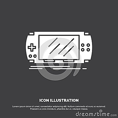 Console, device, game, gaming, psp Icon. glyph vector symbol for UI and UX, website or mobile application Vector Illustration