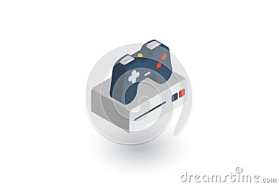 Console and joystick, gaming isometric flat icon. 3d vector Vector Illustration