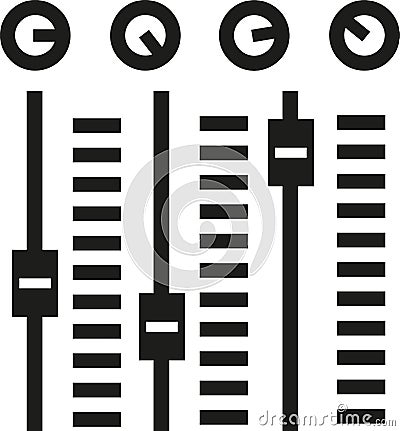 Console with sound mixing control Vector Illustration