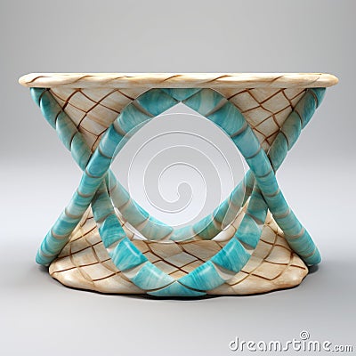 Luminous Glaze Console Table With Underwater Woven Basket Design Stock Photo