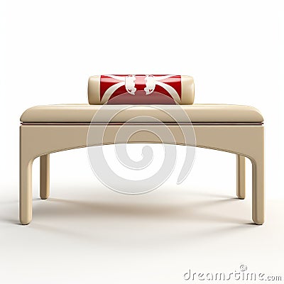 Console Table 3d Render With Beige Ottoman Flag Stock Photo