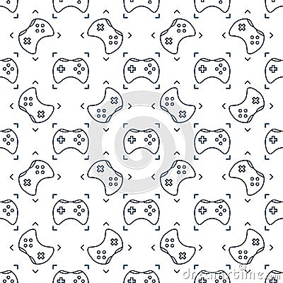 Console Videogame Controller vector Wireless Joypad linear seamless pattern Stock Photo
