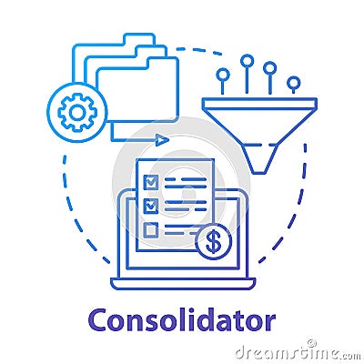Consolidator concept icon. Billing idea thin line illustration. Combining orders. Debt consolidation. Financial service Vector Illustration