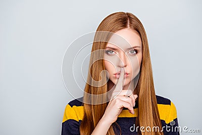 Conspiracy people person hand holding employment education concept. Close up portrait of confident strict concentrated focused be Stock Photo