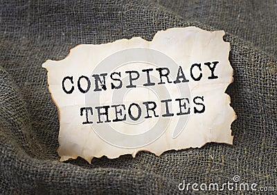 Conspiracy theories inscription. Eco fake ideas Stock Photo