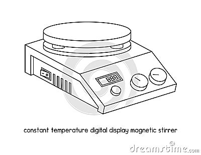 Constant temperature digital display magnetic stirrer diagram for experiment setup lab outline vector Vector Illustration