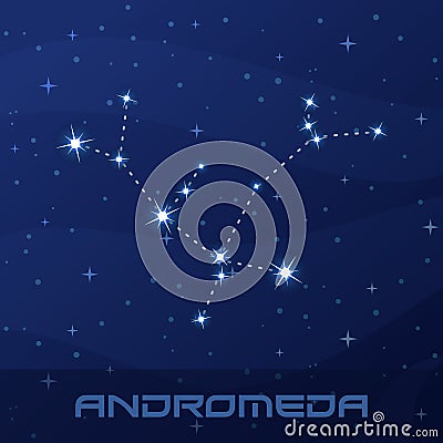 Constellation Andromeda, Princess, night star sky Vector Illustration