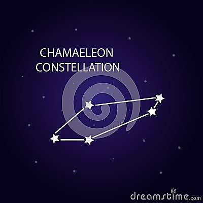 The constellation of Chamaeleon with bright stars. Vector illustration. Vector Illustration