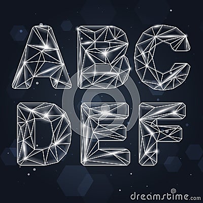 Constellation Geometric Font A-F Vector Illustration