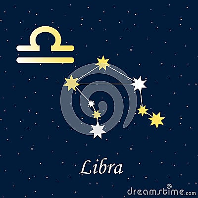 Constellation Libra zodiac horoscope astrology stars night illus Vector Illustration