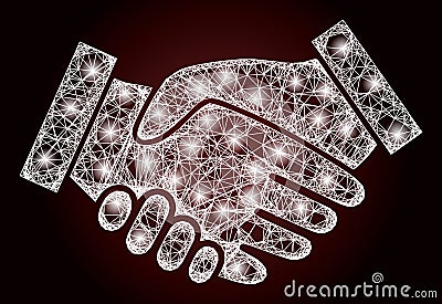 Constellation Linear Mesh Handshake with Lightspots Vector Illustration