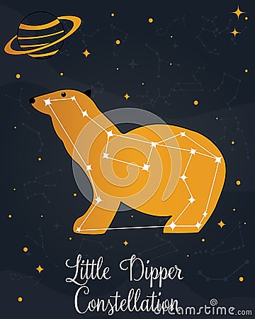 The constellation Little Dipper star in the night sky Vector Illustration