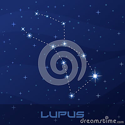 Constellation Lupus, Wolf, night star sky Vector Illustration