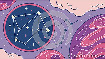 Constellation map night sky. Astronomy and celestial navigation design. vector design Generative AI Vector Illustration