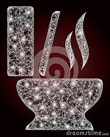 Constellation Network Mesh Toilet Smell with Glare Spots Vector Illustration